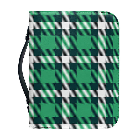 Irish St. Patrick's Day Plaid Print Leather Bible Cover