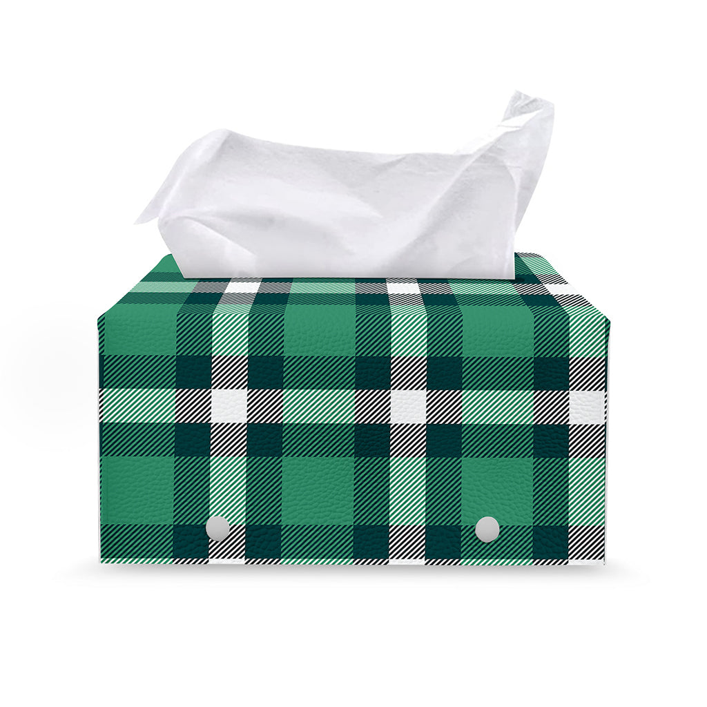 Irish St. Patrick's Day Plaid Print Leather Tissue Box Cover