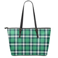 Irish St. Patrick's Day Plaid Print Leather Tote Bag With Zipper