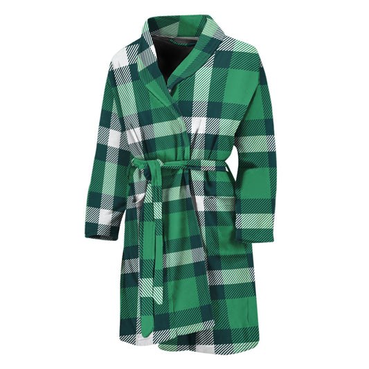 Irish St. Patrick's Day Plaid Print Men's Bathrobe