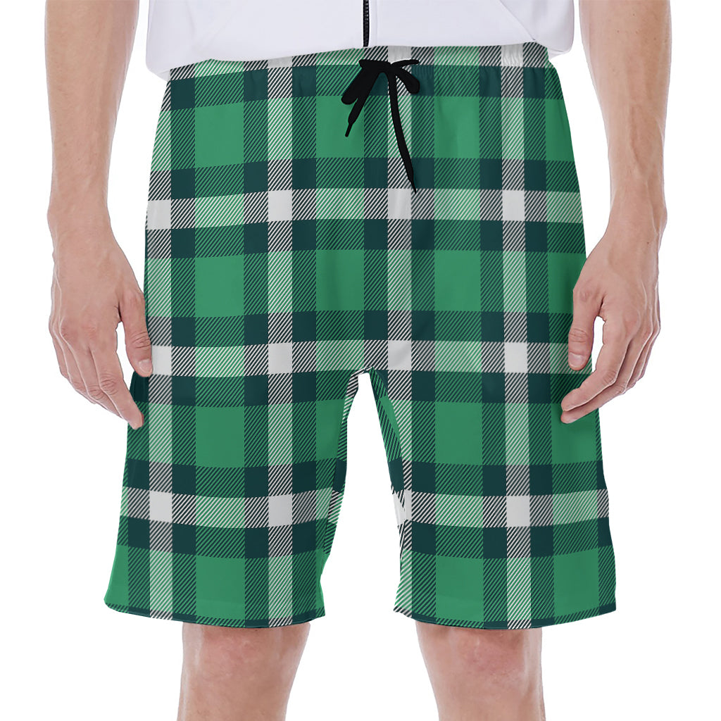 Irish St. Patrick's Day Plaid Print Men's Beach Shorts