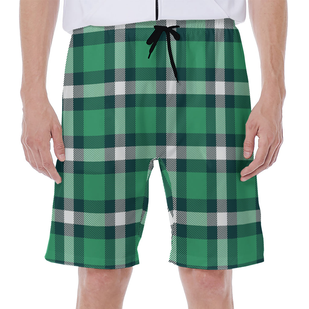 Irish St. Patrick's Day Plaid Print Men's Beach Shorts
