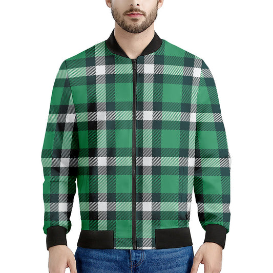 Irish St. Patrick's Day Plaid Print Men's Bomber Jacket