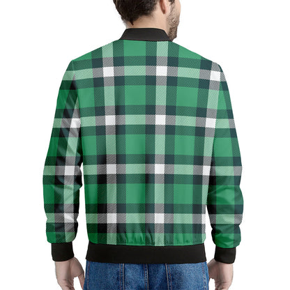 Irish St. Patrick's Day Plaid Print Men's Bomber Jacket