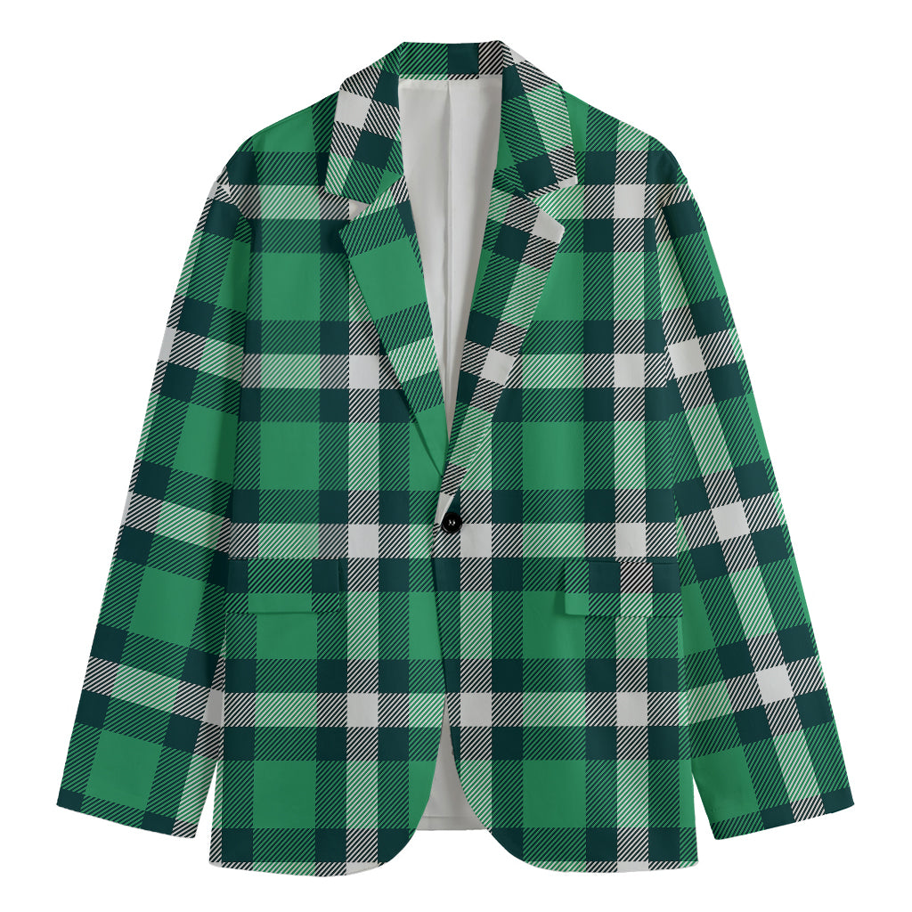 Irish St. Patrick's Day Plaid Print Men's Cotton Blazer