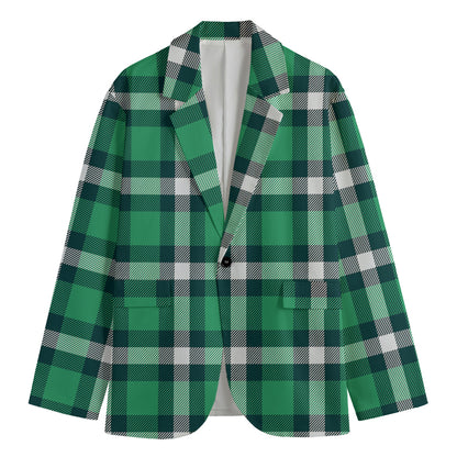 Irish St. Patrick's Day Plaid Print Men's Cotton Blazer