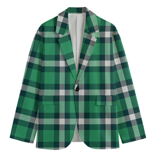 Irish St. Patrick's Day Plaid Print Men's Cotton Blazer