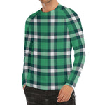 Irish St. Patrick's Day Plaid Print Men's Long Sleeve Rash Guard