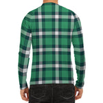 Irish St. Patrick's Day Plaid Print Men's Long Sleeve Rash Guard