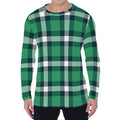 Irish St. Patrick's Day Plaid Print Men's Long Sleeve T-Shirt