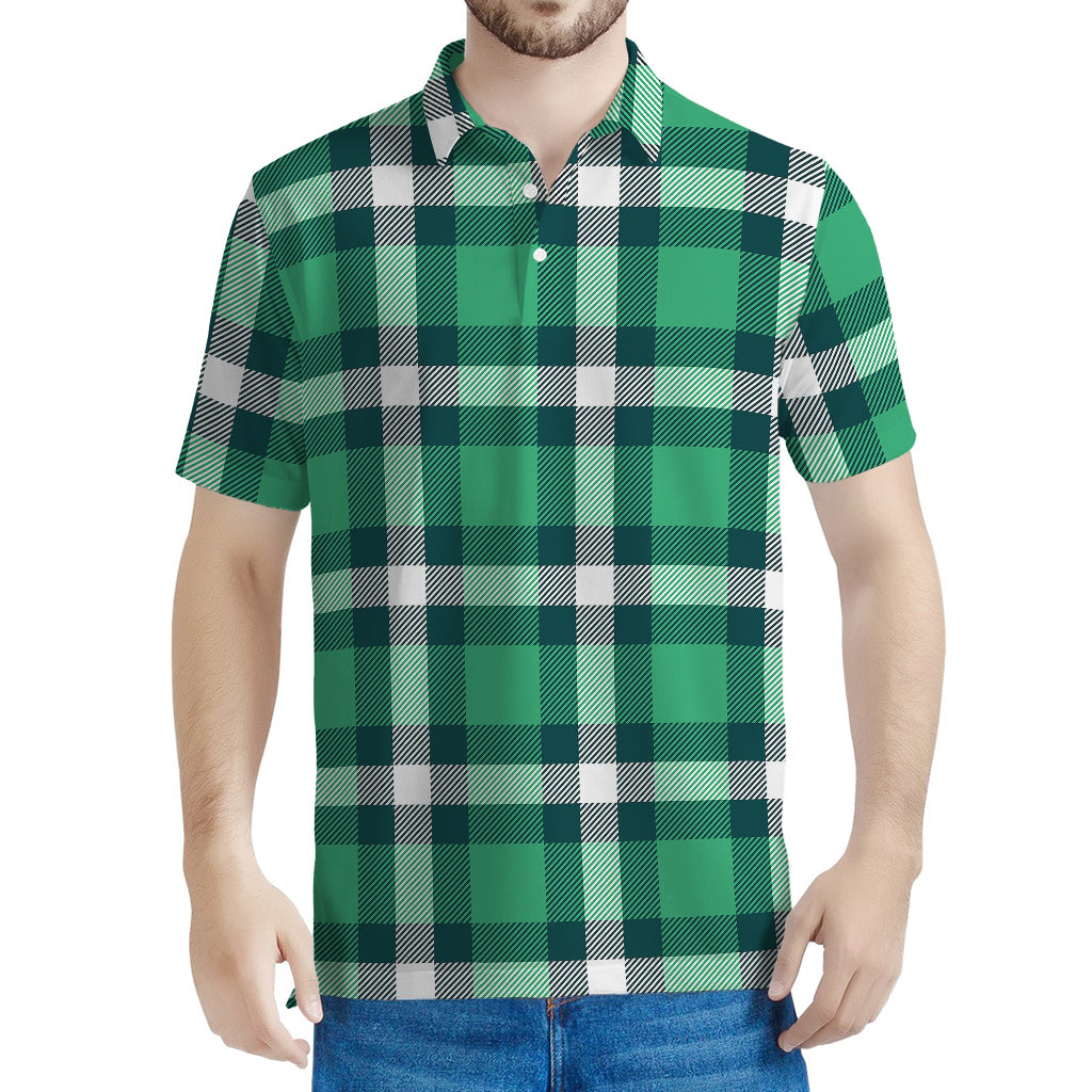 Irish St. Patrick's Day Plaid Print Men's Polo Shirt