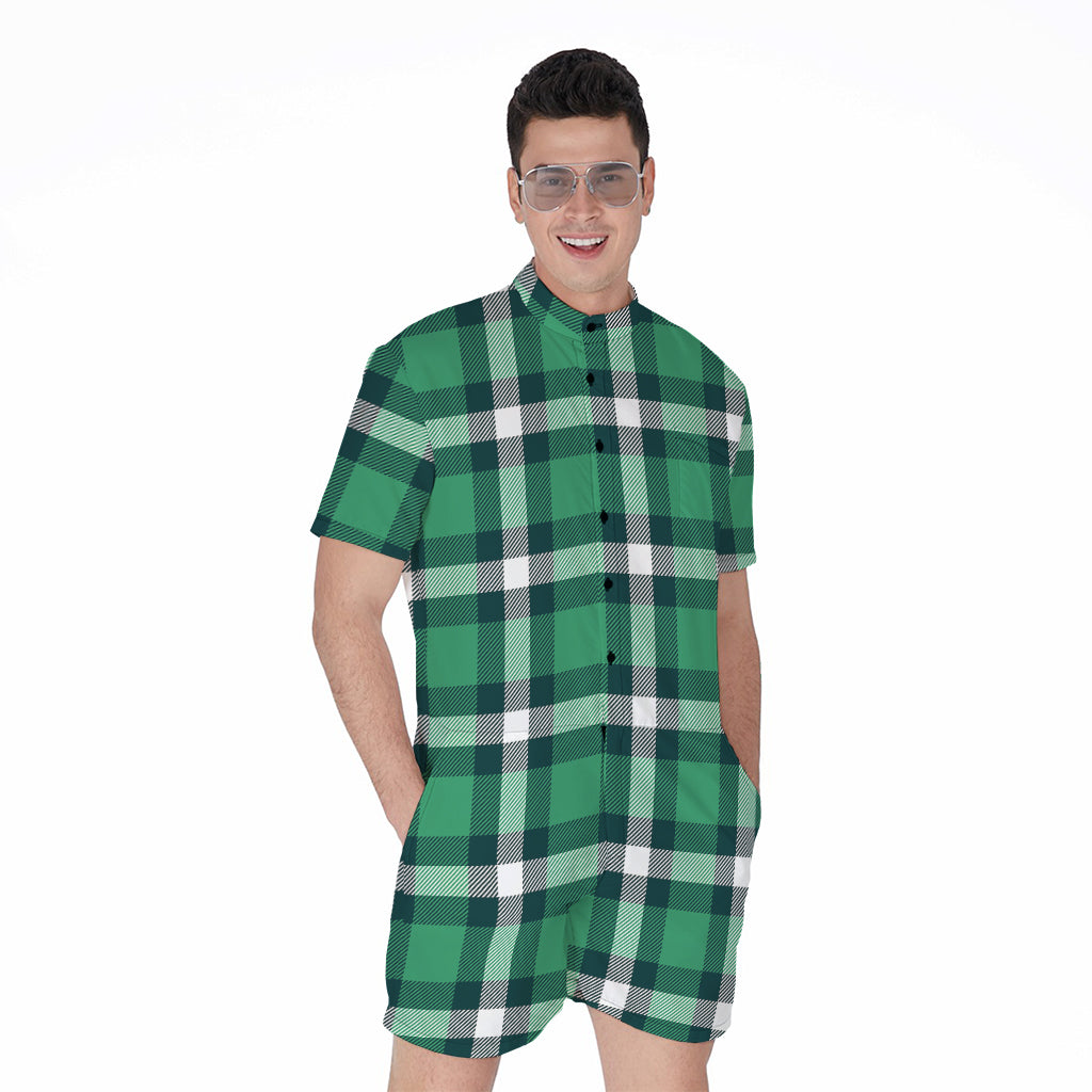 Irish St. Patrick's Day Plaid Print Men's Rompers