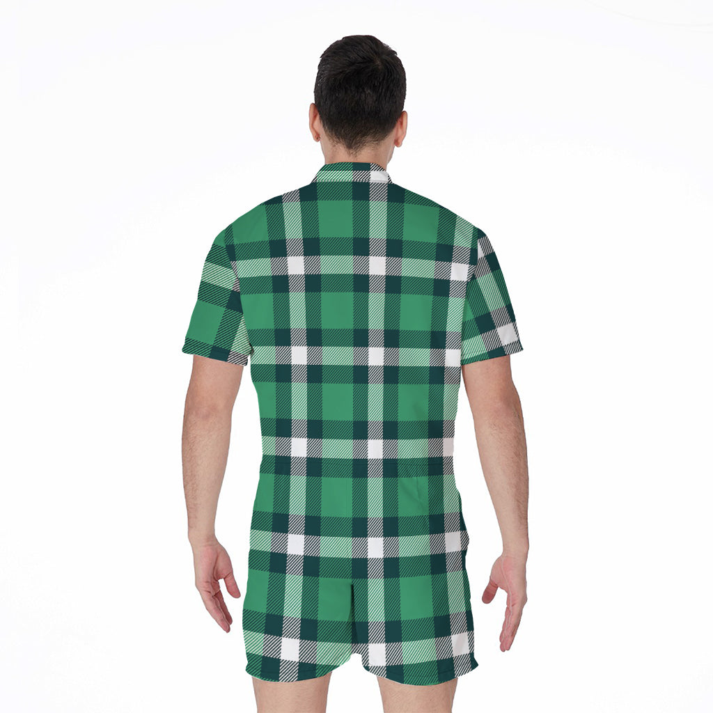 Irish St. Patrick's Day Plaid Print Men's Rompers