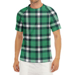 Irish St. Patrick's Day Plaid Print Men's Short Sleeve Rash Guard