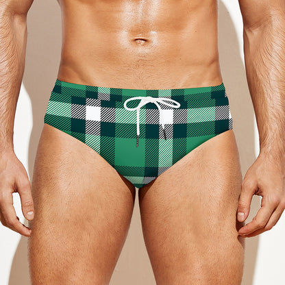 Irish St. Patrick's Day Plaid Print Men's Swim Briefs