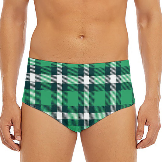 Irish St. Patrick's Day Plaid Print Men's Triangle Swim Briefs
