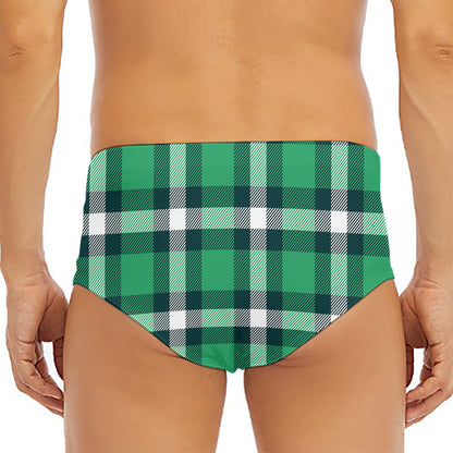 Irish St. Patrick's Day Plaid Print Men's Triangle Swim Briefs