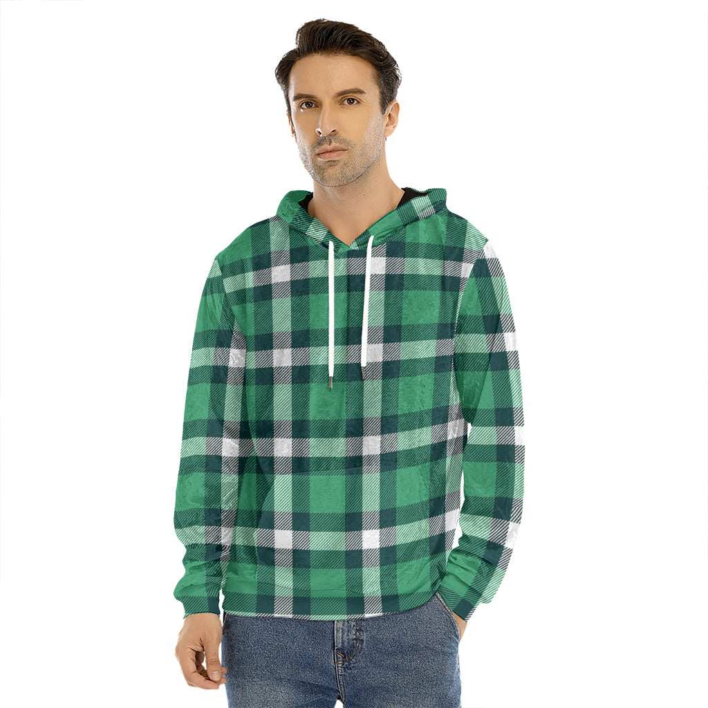 Irish St. Patrick's Day Plaid Print Men's Velvet Pullover Hoodie