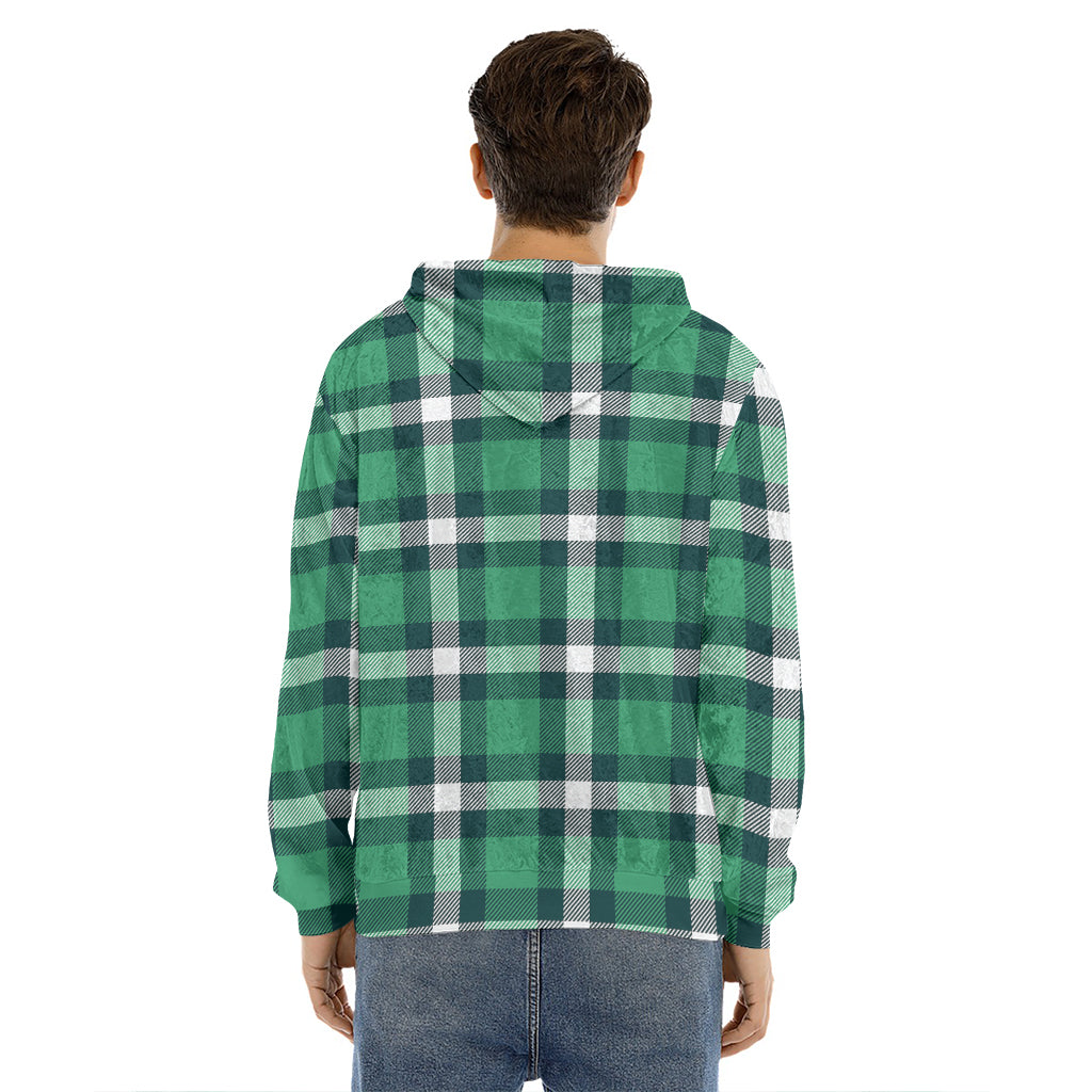 Irish St. Patrick's Day Plaid Print Men's Velvet Pullover Hoodie