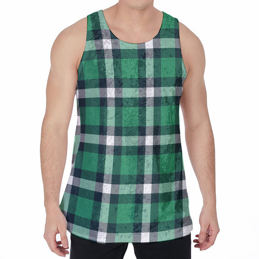 Irish St. Patrick's Day Plaid Print Men's Velvet Tank Top