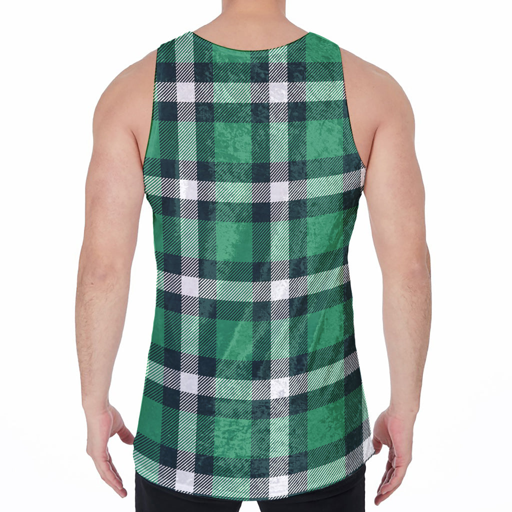 Irish St. Patrick's Day Plaid Print Men's Velvet Tank Top
