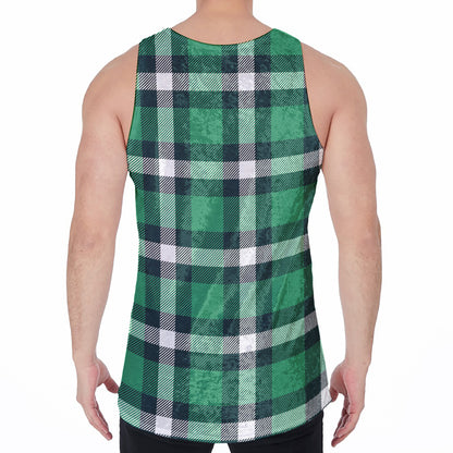 Irish St. Patrick's Day Plaid Print Men's Velvet Tank Top