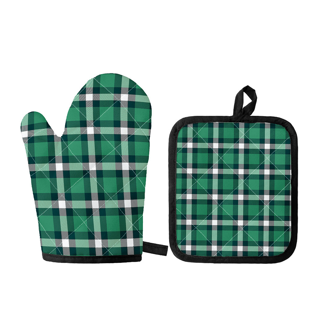 Irish St. Patrick's Day Plaid Print Oven Mitt And Pot Holder Set
