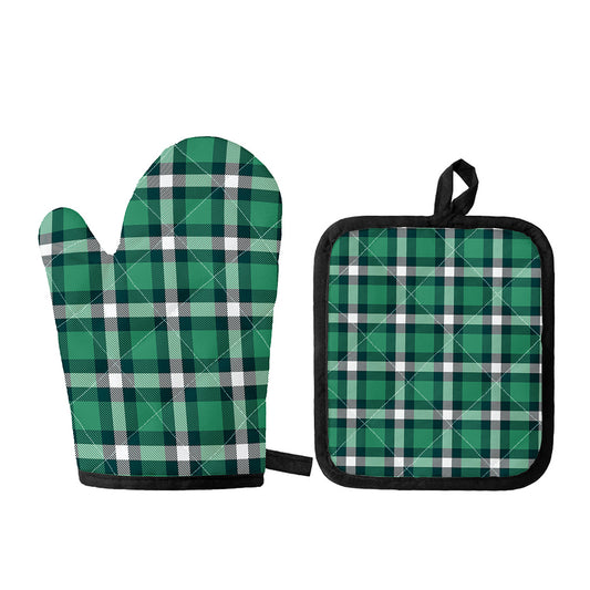 Irish St. Patrick's Day Plaid Print Oven Mitt And Pot Holder Set