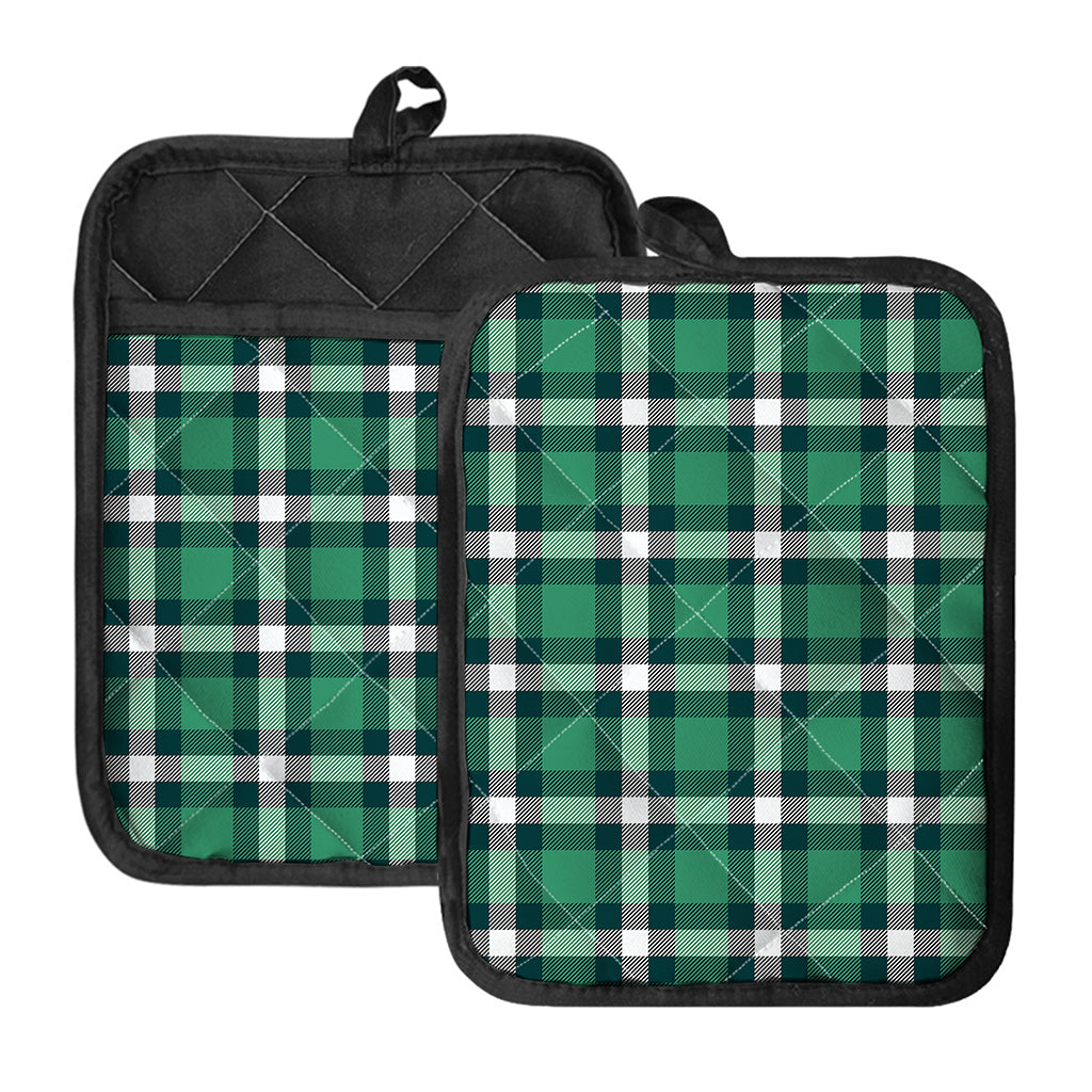 Irish St. Patrick's Day Plaid Print Pot Holders With Pocket