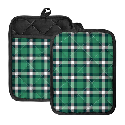 Irish St. Patrick's Day Plaid Print Pot Holders With Pocket