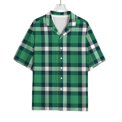Irish St. Patrick's Day Plaid Print Rayon Hawaiian Shirt