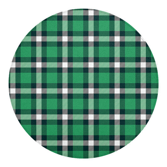 Irish St. Patrick's Day Plaid Print Round Blanket