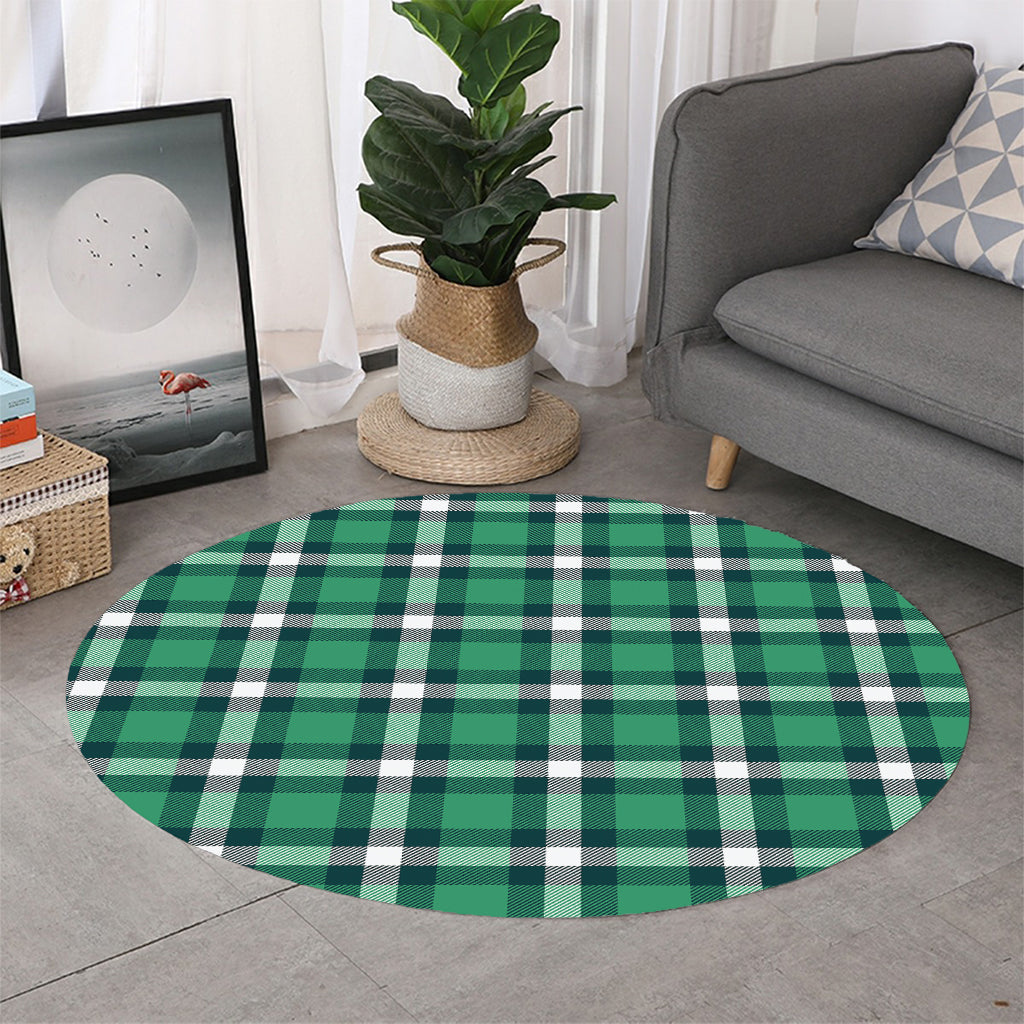 Irish St. Patrick's Day Plaid Print Round Rug