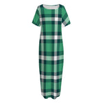 Irish St. Patrick's Day Plaid Print Short Sleeve Long Nightdress