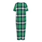 Irish St. Patrick's Day Plaid Print Short Sleeve Long Nightdress