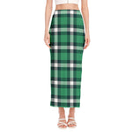 Irish St. Patrick's Day Plaid Print Side Slit Maxi Skirt