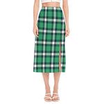 Irish St. Patrick's Day Plaid Print Side Slit Midi Skirt