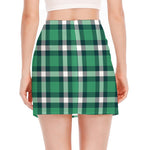 Irish St. Patrick's Day Plaid Print Side Slit Mini Skirt