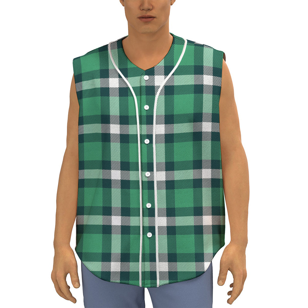 Irish St. Patrick's Day Plaid Print Sleeveless Baseball Jersey