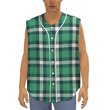 Irish St. Patrick's Day Plaid Print Sleeveless Baseball Jersey