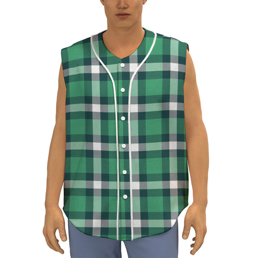 Irish St. Patrick's Day Plaid Print Sleeveless Baseball Jersey