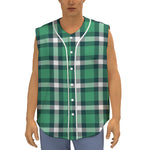 Irish St. Patrick's Day Plaid Print Sleeveless Baseball Jersey