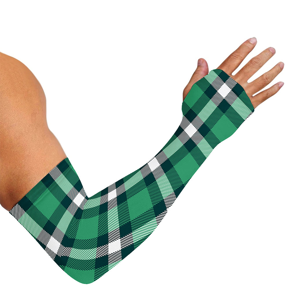 Irish St. Patrick's Day Plaid Print Sun Protection Arm Sleeves