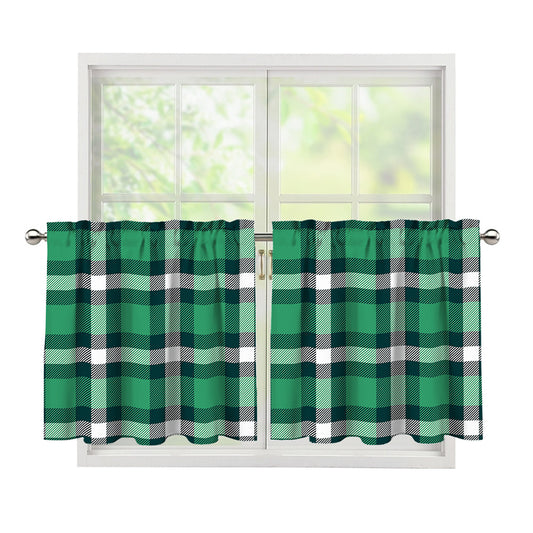 Irish St. Patrick's Day Plaid Print Tier Curtains