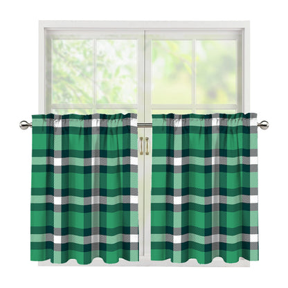 Irish St. Patrick's Day Plaid Print Tier Curtains