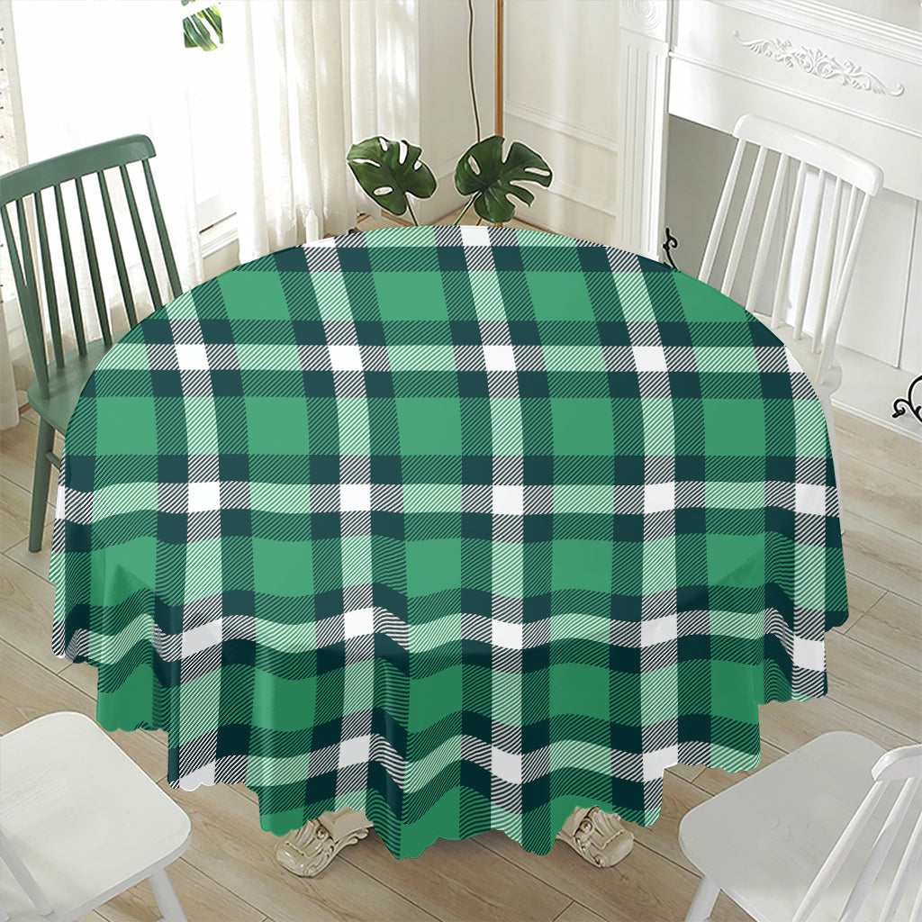 Irish St. Patrick's Day Plaid Print Waterproof Round Tablecloth