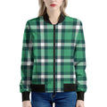 Irish St. Patrick's Day Plaid Print Women's Bomber Jacket