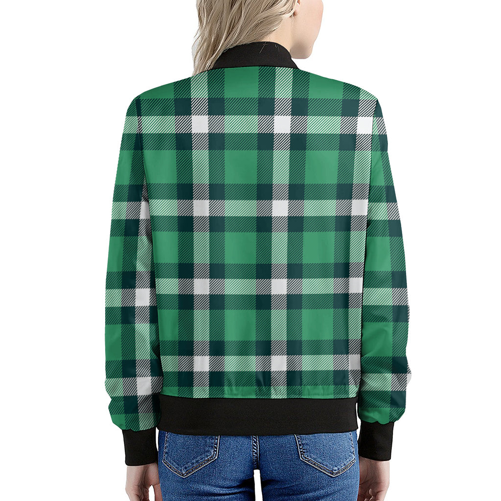 Irish St. Patrick's Day Plaid Print Women's Bomber Jacket