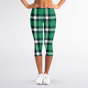 Irish St. Patrick's Day Plaid Print Women's Capri Leggings