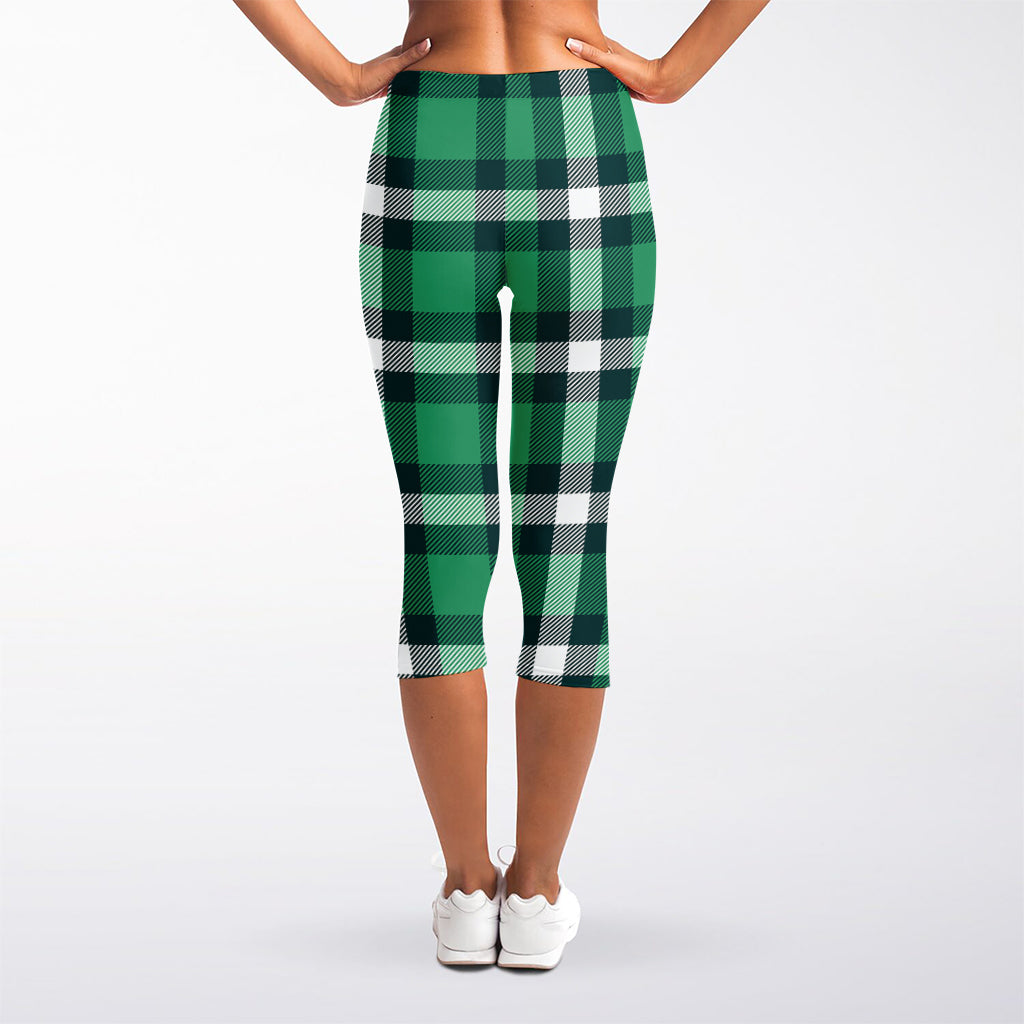 Irish St. Patrick's Day Plaid Print Women's Capri Leggings